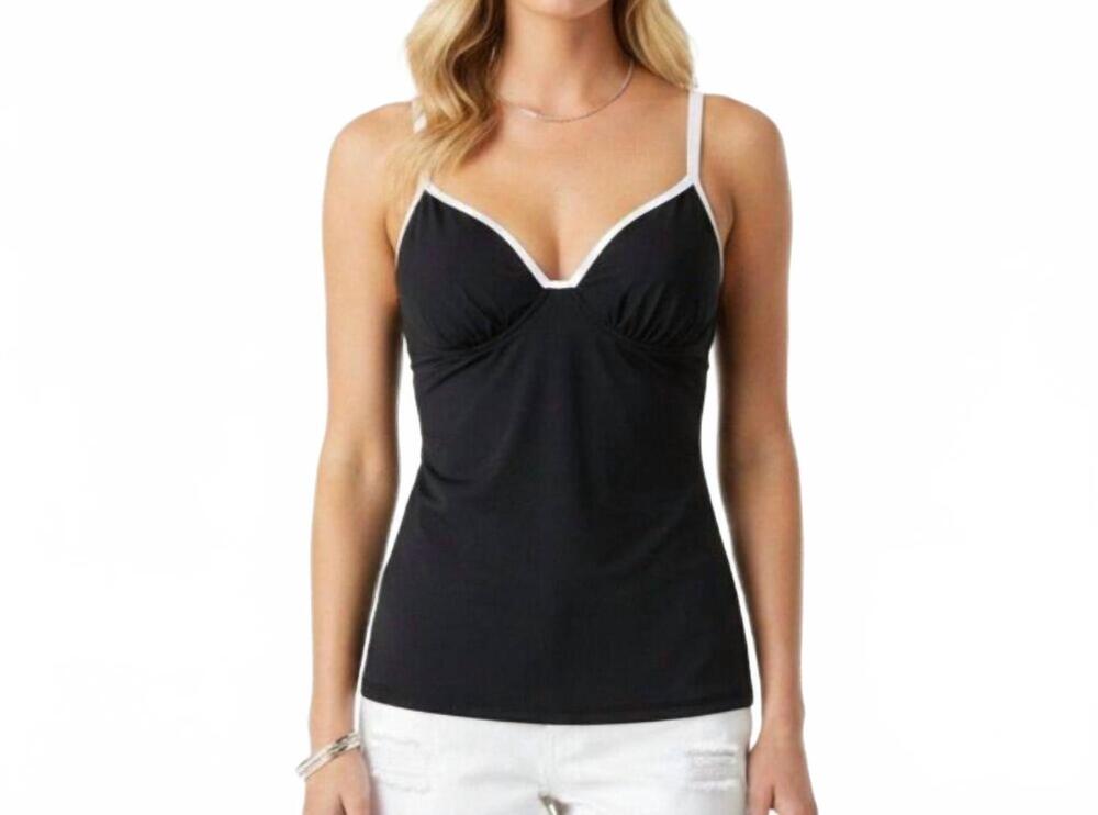 NEW FREYA contour tankini swim top in black white